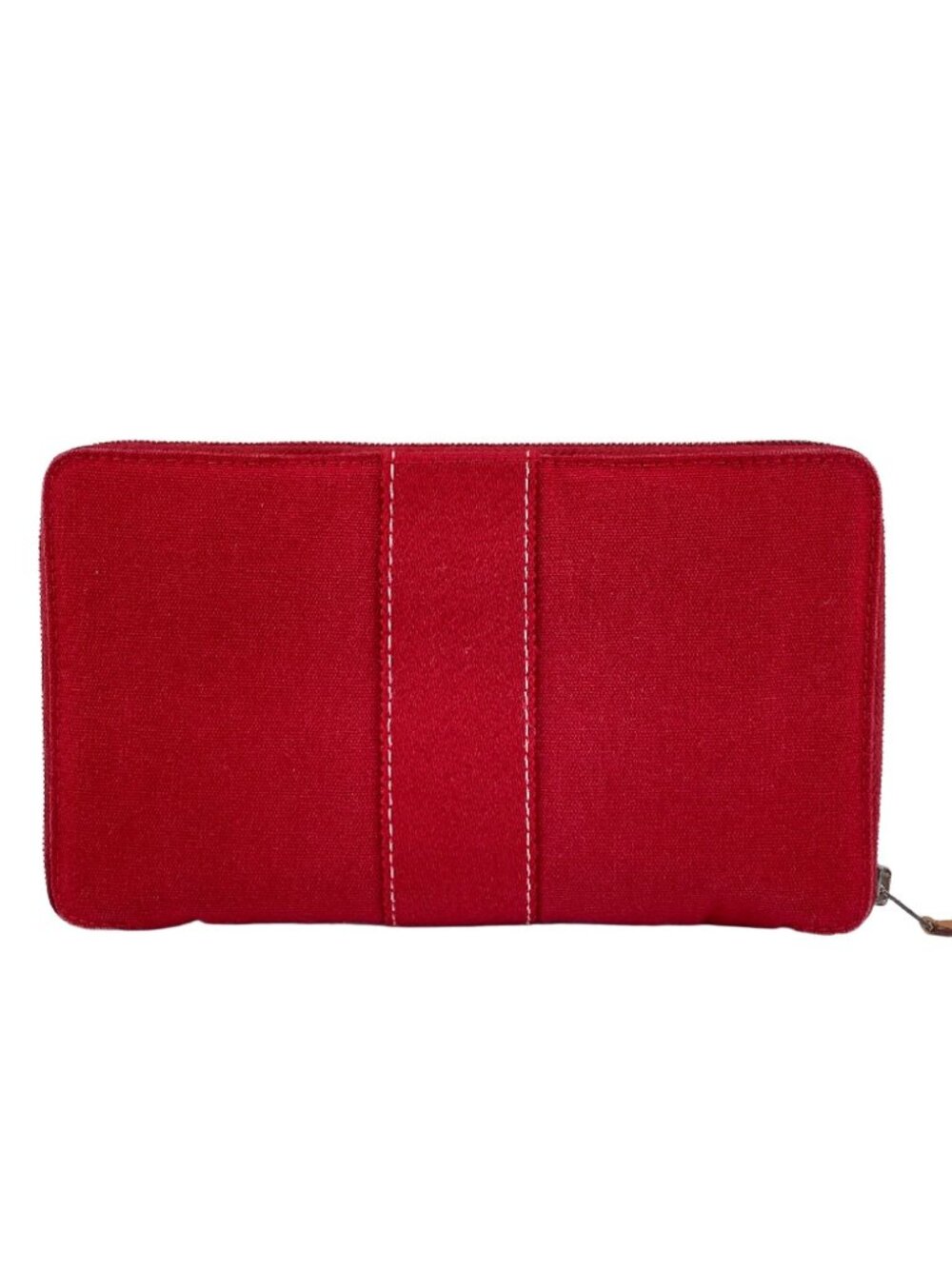 Hermes Deauville Perth GM Zip Around Wallet Canvas Red